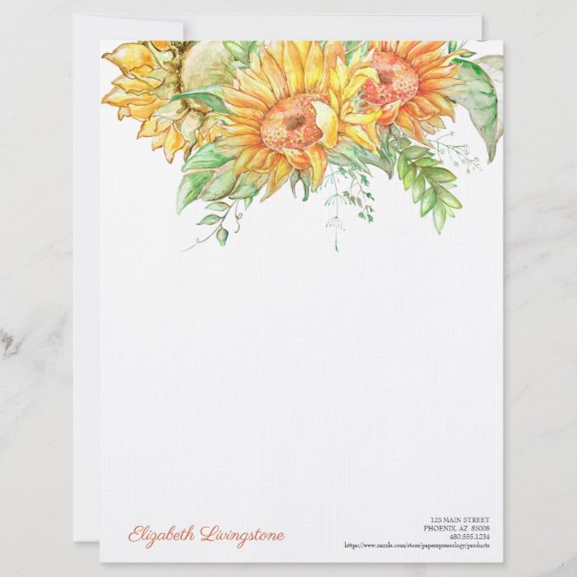 Persoonlijke zonnebloemen Stationery Letterhead Briefhoofd (Voorkant)