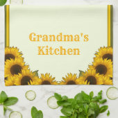 Persoonlijke zonnebloemen theedoek (Gevouwen)