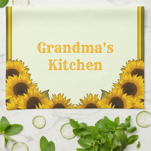 Persoonlijke zonnebloemen theedoek (Gevouwen)