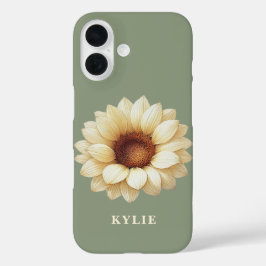 Persoonlijke zonnebloemnaam Sage Groene telefoonho iPhone 16 Hoesje