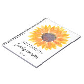 Persoonlijke zonnebloemoenreünie notitieboek (Linkerzijde)