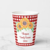 Persoonlijke zonnebloemoenreünie papieren bekers (Achterkant)