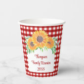 Persoonlijke zonnebloemoenreünie papieren bekers (Voorkant)