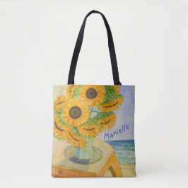 Persoonlijke zonnebloempitten tote bag