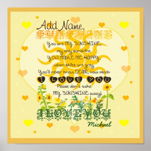 Persoonlijke zonneschijn met hart poster (Voorkant)