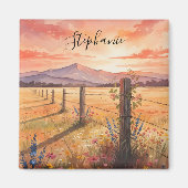 Persoonlijke Zonsondergang Wilde Bloemen Magneet (Voorkant)