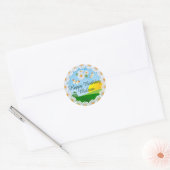 Persoonlijke zonsopgang met Daisy Border Birthday Ronde Sticker (Envelop)
