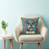 Persoonlijke Zout & Peper Schnauzer Teal Kussen (Stoel)