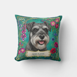 Persoonlijke Zout & Peper Schnauzer Teal Kussen