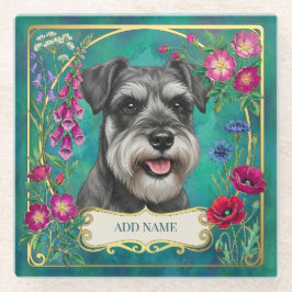 Persoonlijke Zout & Peper Schnauzer Teal Onderzett Glazen Onderzetter