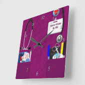 Persoonlijke zurenborsten in donkerroze vierkante klok (Hoek)