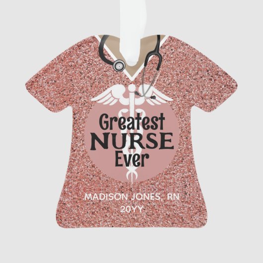 Persoonlijke zurenroze scrub top-Kerstmis Ornament (voorkant)