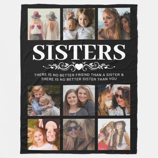 Persoonlijke zussen Foto Collage Fleece Deken (Voorkant)