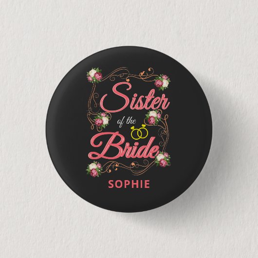 Persoonlijke zuster van de bruid vrijgezellenfeest ronde button 3,2 cm (Voorkant)
