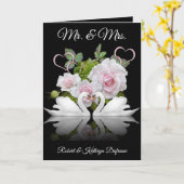 Persoonlijke zwanen Huwelijk/Jubileum Kaart (Gele Bloem)