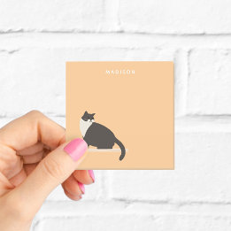 Persoonlijke Zwart en Witte Kat Oranje Post-it® Notes