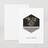 Persoonlijke  zwart & Gold flat Hartelijk dank Bedankkaart (Voorkant / Achterkant)