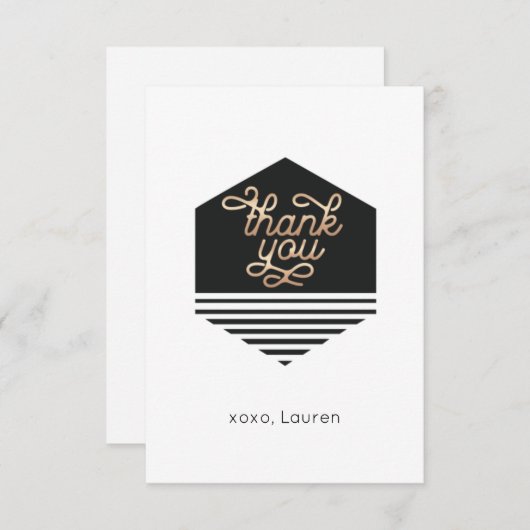 Persoonlijke  zwart & Gold flat Hartelijk dank Bedankkaart (Voorkant / Achterkant)