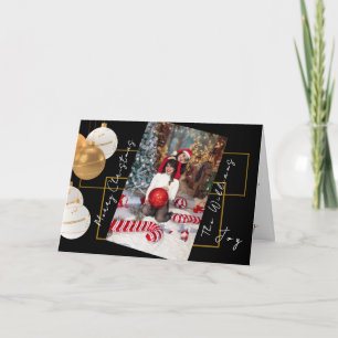 Persoonlijke zwart-gouden kerstfoto kaart