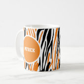 Persoonlijke zwart & oranje dierprint mok (Voorkant links)