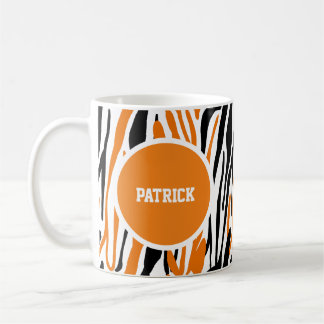 Persoonlijke zwart & oranje dierprint mok