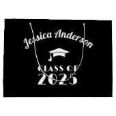Persoonlijke zwart-wit afstuderen groot cadeauzakje (Achterkant)
