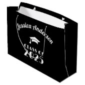 Persoonlijke zwart-wit afstuderen groot cadeauzakje (Achterkant Gekanteld)