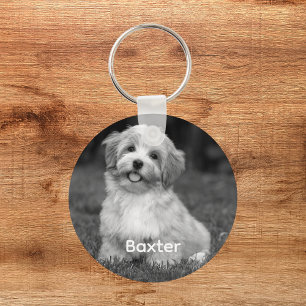 Persoonlijke zwart-wit foto van huisdierhond  sleutelhanger