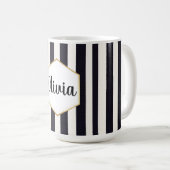 Persoonlijke zwart-wit gestreepte koffiemok (Voorkant rechts)
