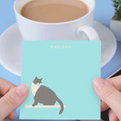 Persoonlijke zwart-wit kat blauwe plaknotities post-it® notes