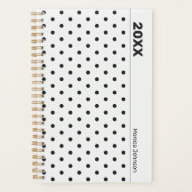 Persoonlijke zwart-wit polka-stip planner