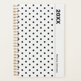 Persoonlijke zwart-wit polka-stip planner