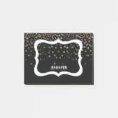 Persoonlijke zwart-witrand met Glitter Post-it® Notes (Voorkant)