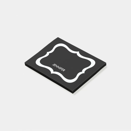 Persoonlijke zwart-witrand post-it® notes (Schuin)