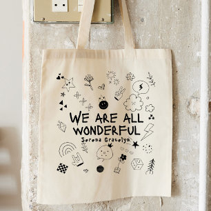 Persoonlijke Zwarte All Wonderful Doodle Coquette Tote Bag