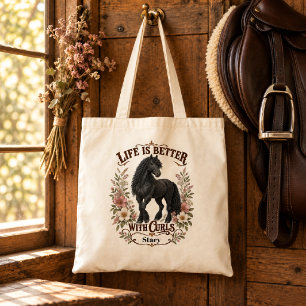 Persoonlijke Zwarte Amerikaanse Bashkir Krul Bloem Tote Bag
