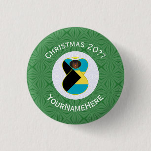 Persoonlijke Zwarte Bahamaanse Engel Hanukkah Vlag Ronde Button 3,2 Cm