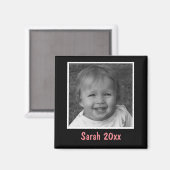 Persoonlijke zwarte begroeting Aangepaste foto en  Magneet (Voorkant / Achterkant)