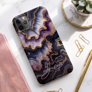 Persoonlijke Zwarte Blauwe Paarse Gouden Marmer Ku Case-Mate iPhone Case