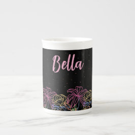 Persoonlijke Zwarte Bloem Starry Night Koffiemok Porselein Kop