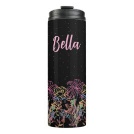 Persoonlijke Zwarte Bloem Starry Night Thumbler Thermosbeker