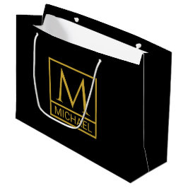 Persoonlijke zwarte cadeautas met initiaal en naam