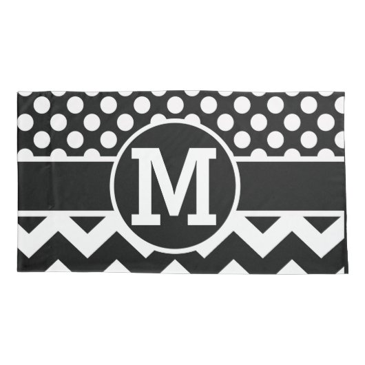 Persoonlijke zwarte Chevron Polka Dots Kussensloop (Achterkant)