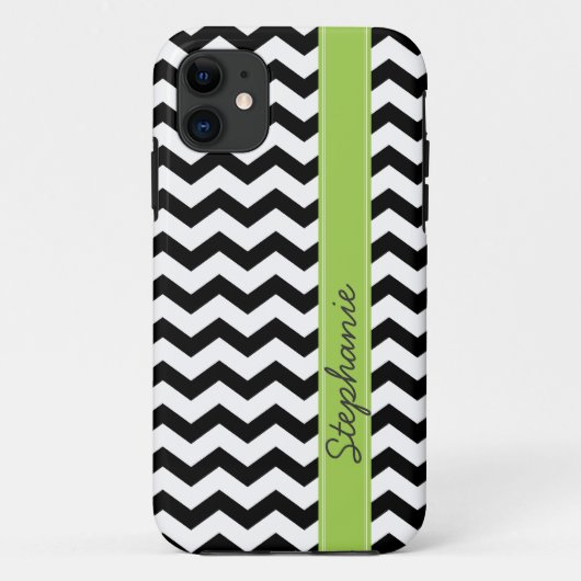 Persoonlijke zwarte Chevron Zigzag iPhone 5 Hoesje (Achterkant)