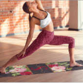 Persoonlijke zwarte Chic Dot en Rozen Yogamat