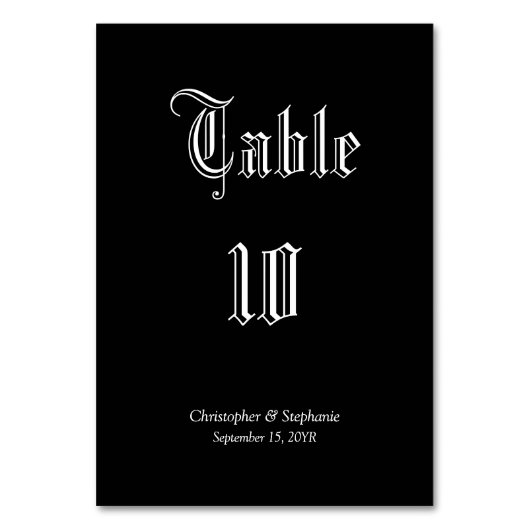 Persoonlijke Zwarte Chic Krant Stijl Zitplaatsen Kaart (Voorkant)