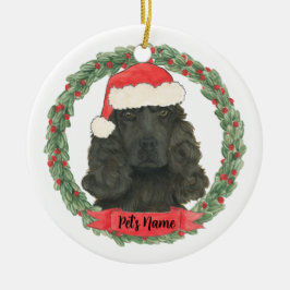 Persoonlijke Zwarte Cocker Spaniel Kerstmis Keramisch Ornament