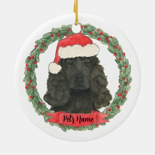 Persoonlijke Zwarte Cocker Spaniel Kerstmis Keramisch Ornament (Achterkant)
