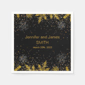 Persoonlijke zwarte Confetti Gold Glitter P Servet (Voorkant)