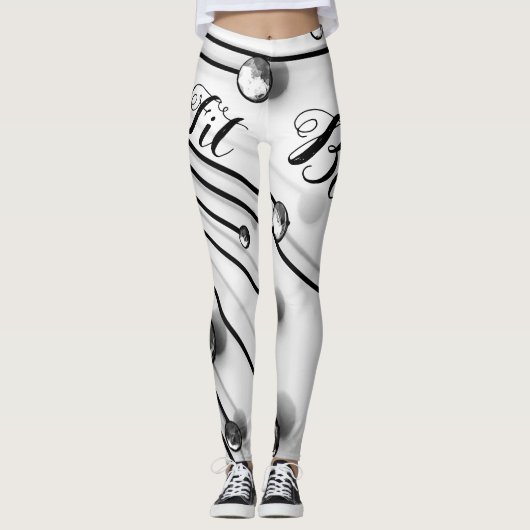 Persoonlijke zwarte diamantspiraal leggings (Voorkant)